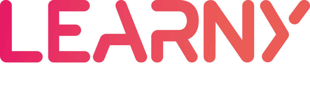Logo Learny code typo seule quadrie code blanc